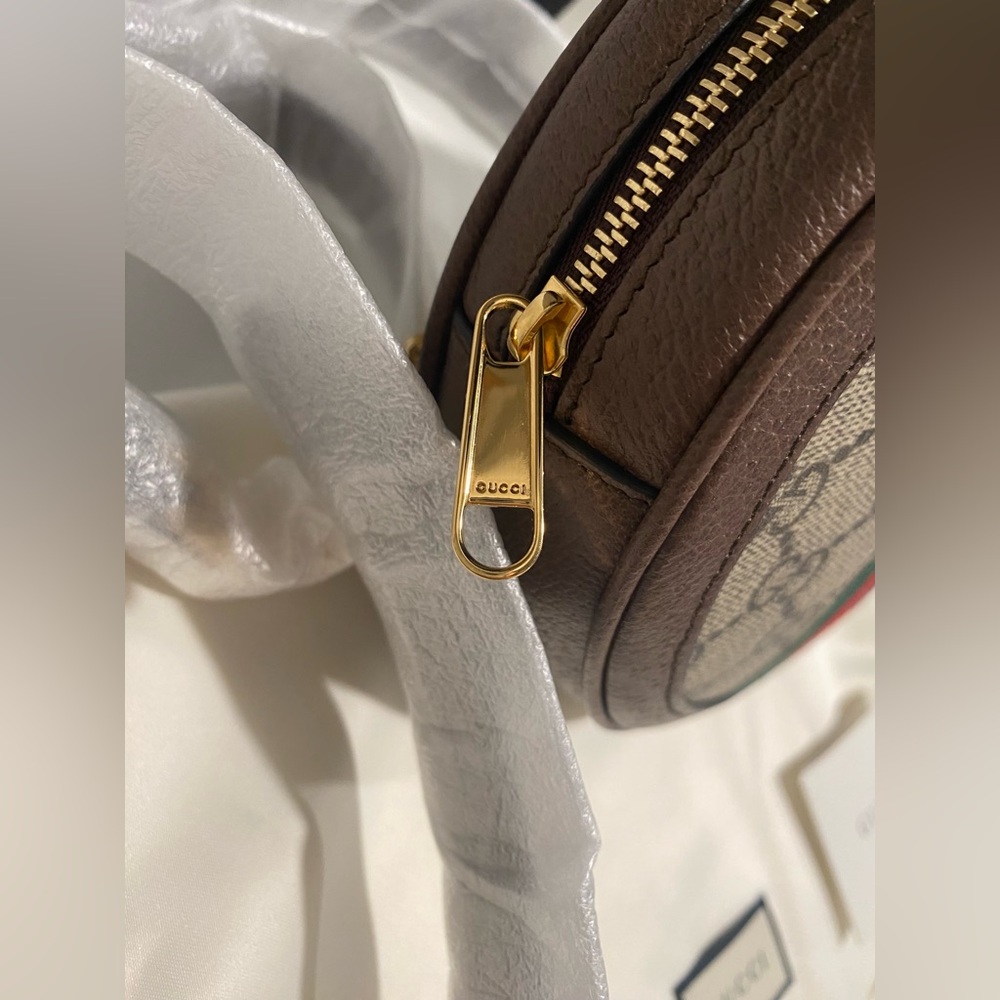 NEW!✨GUCCI✨GG GUCCISSIMA SUPREME & LEATHER ROUND BACKPACK SHOULDER CROSSBODY BAG - Picture 10 of 15